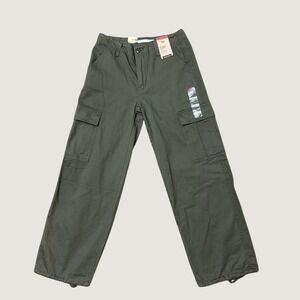 Levis 94 Baggy Cargo Pants Womens 27x30 Olive Green Wide Leg Streetwear NWT